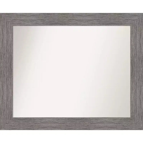 34" x 28" Non-Beveled Pinstripe Plank Gray Wall Mirror - Amanti Art: Modern Rectangle, Includes Mounting Hardware