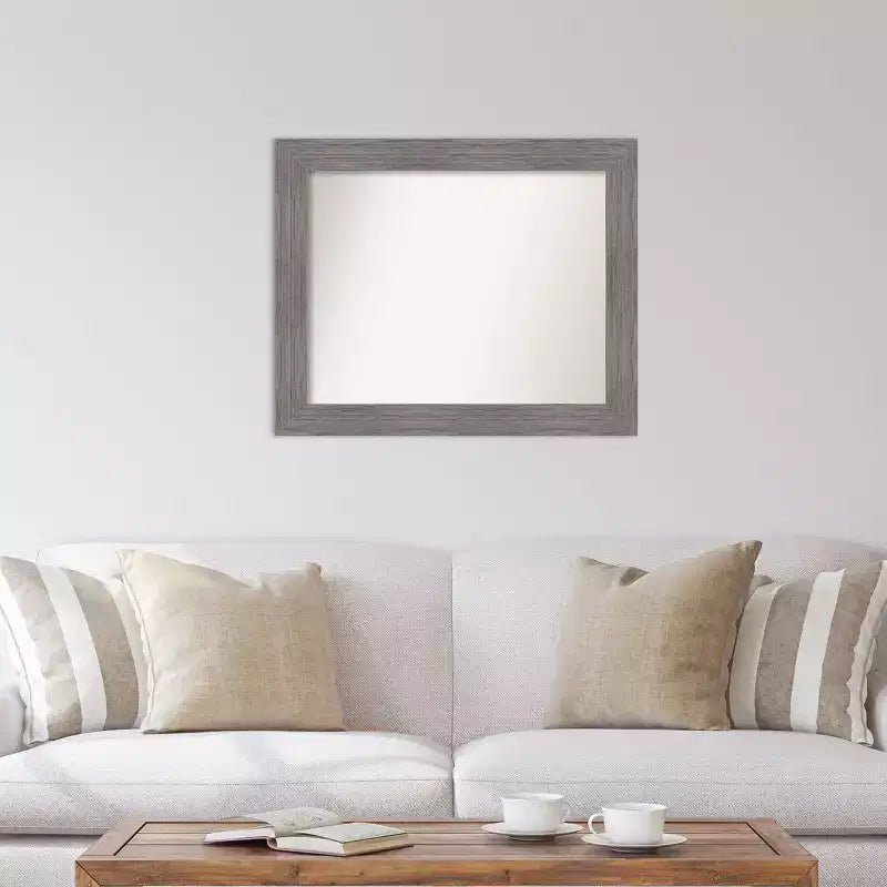 Specchio da parete grigio a doghe gessate non smussate 34" X 28" - : Rettangolare moderno, include l'hardware di montaggio