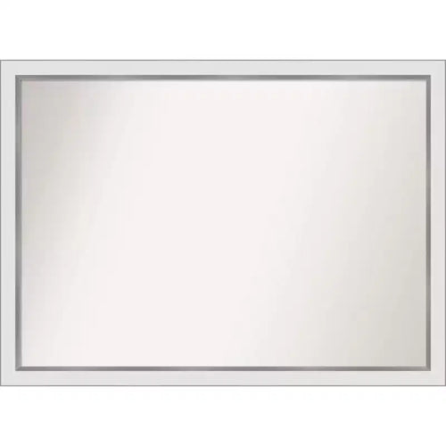 41" x 30" Non-Beveled Eva Narrow Bathroom Wall Mirror White/Silver - Amanti Art