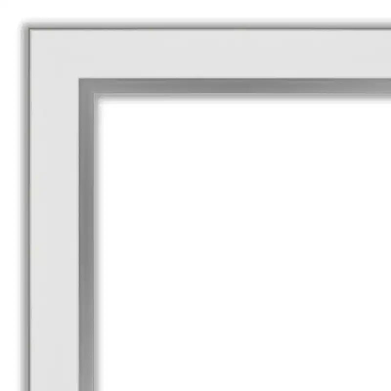 Specchio da parete per bagno stretto Eva senza smussature, 41" X 30", bianco/argento