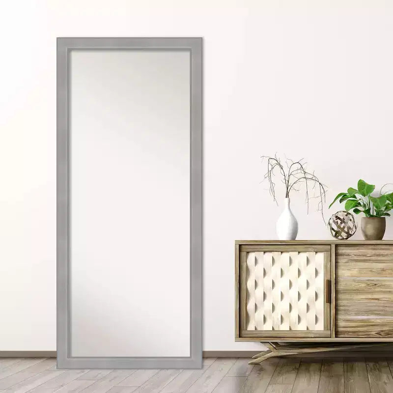 Specchio da appoggio intero non smussato Vista in nichel spazzolato 28" x 64" - : Include accessori per il montaggio, cornice in polistirene