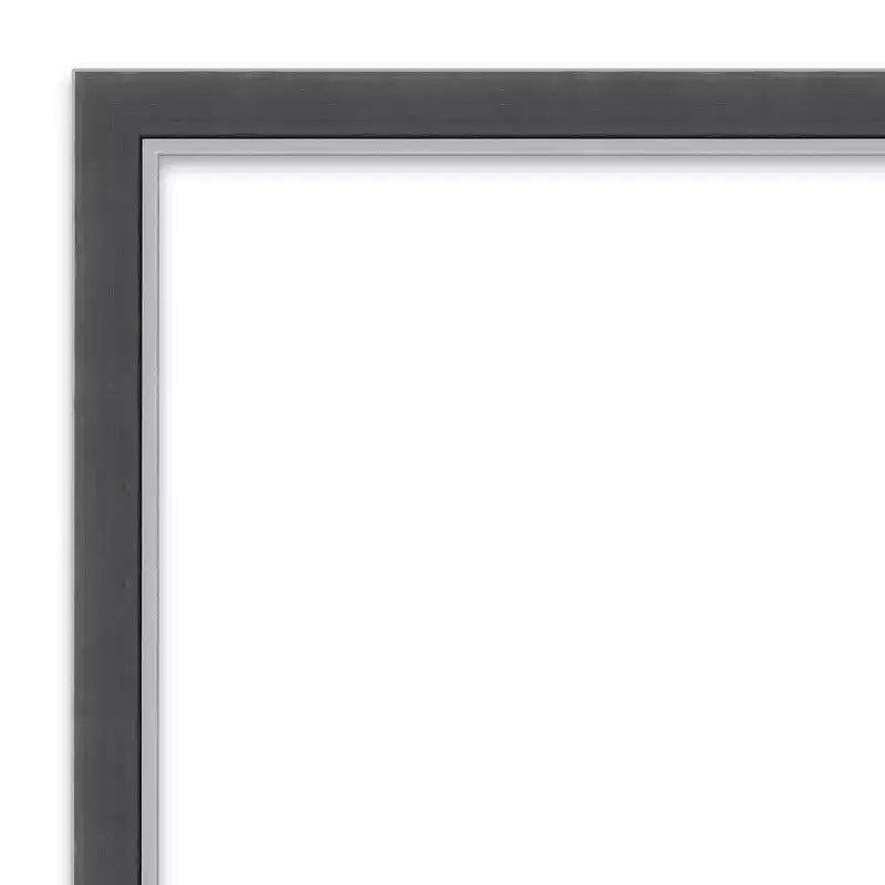 Specchio da parete per bagno da 30"x 24" con cornice sottile Eva, nero/argento - : Rettangolare moderno, Smussato, Montaggio a parete