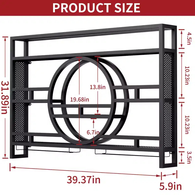 Cantinetta da Muro a 3 Livelli, Scaffali Galleggianti in Metallo da 99cm/119cm con Porta Bicchieri da Vino, Scaffale per Liquori Industriale per Bar di Casa