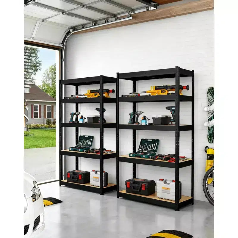 Scaffale da garage 36x18x72, scaffali regolabili in metallo resistente, scaffalatura a 5 ripiani, capacità 2500 libbre, acciaio di livello industriale con pannelli in MDF