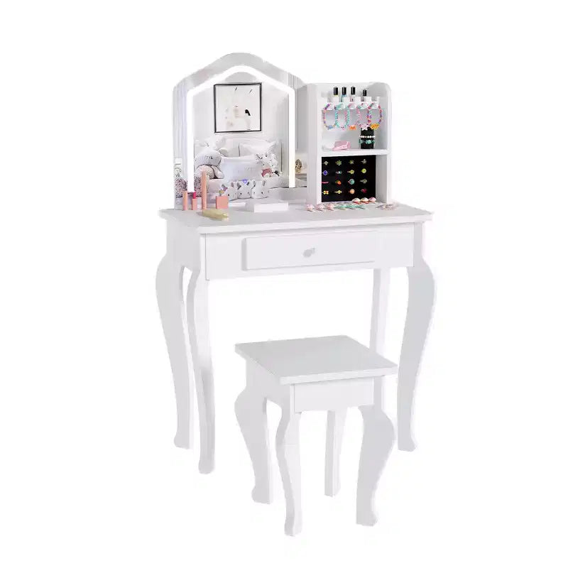 Set Tocador per Bambine con Sgabello (3-8 anni) - ideale per Camera da Letto o Stanza dei Giochi