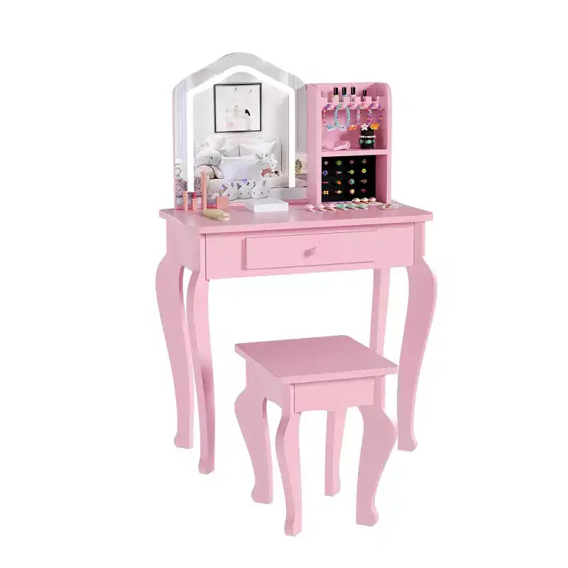 Set Tocador per Bambine con Sgabello (3-8 anni) - ideale per Camera da Letto o Stanza dei Giochi