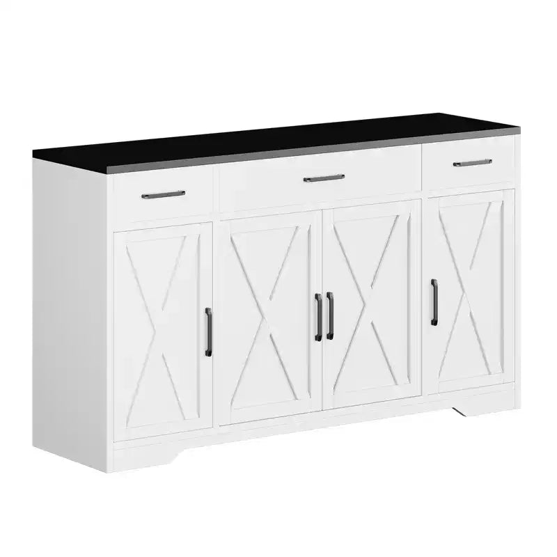 Madia Credenza Contenitore con Cassetti, Mobile Bar Grande da 140cm in Legno con Scaffali e Ante per Cucina Sala da Pranzo Soggiorno