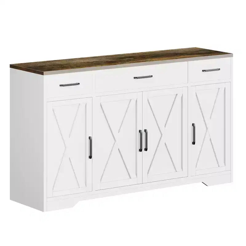 Madia Credenza Contenitore con Cassetti, Mobile Bar Grande da 140cm in Legno con Scaffali e Ante per Cucina Sala da Pranzo Soggiorno