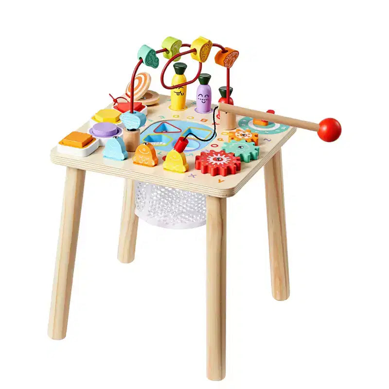 VEVOR Montessori Activity Table for Toddler 1-3 Years Old,8 in 1 Wooden Learn Activity Desk,Baby Play Table for Boys & Girls Aged 6+ Months,Multicolor