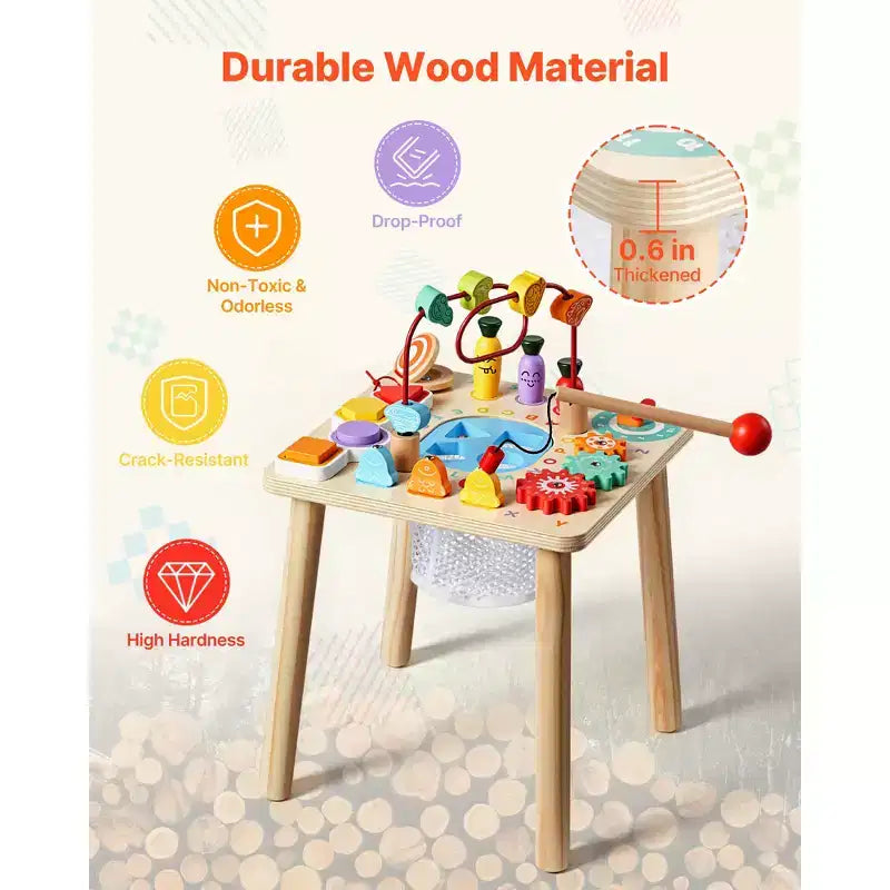 Tavolo Attività Montessori Vevor per Bambini 1-3 Anni, Scrivania Didattica in Legno 8 in 1, Tavolo da Gioco per Bambini e Bambine dai 6+ Mesi, Multicolore