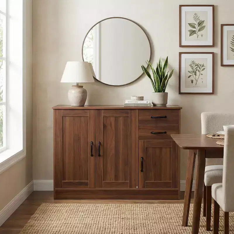 Jvnoxk 43.3 Credenza Moderna in Legno con Ante e Cassetti Mobile Contenitore