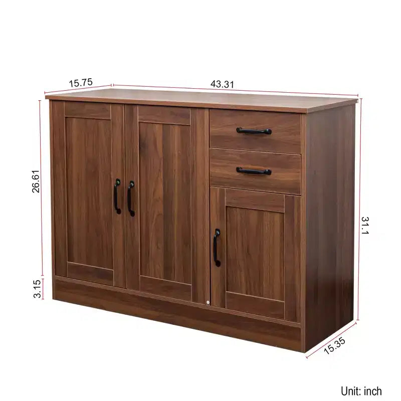 Jvnoxk 43.3 Credenza Moderna in Legno con Ante e Cassetti Mobile Contenitore