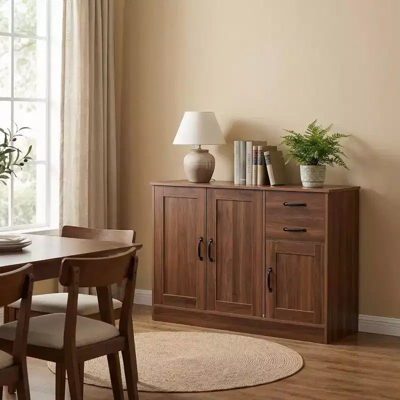 Jvnoxk 43.3 Credenza Moderna in Legno con Ante e Cassetti Mobile Contenitore