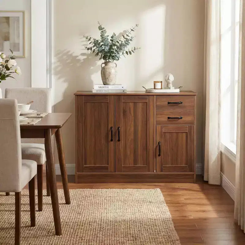Jvnoxk 43.3 Credenza Moderna in Legno con Ante e Cassetti Mobile Contenitore
