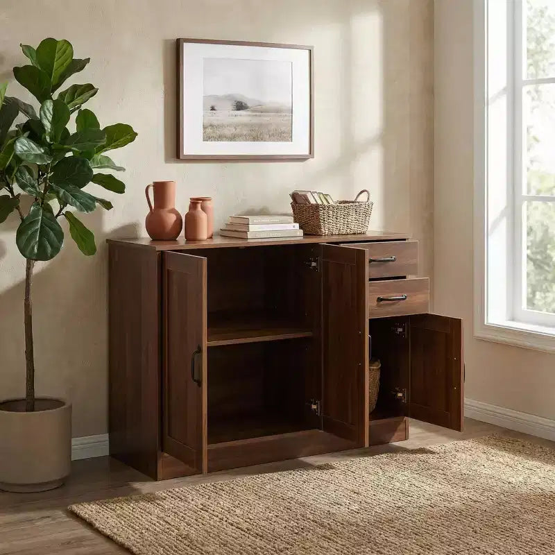 Jvnoxk 43.3 Credenza Moderna in Legno con Ante e Cassetti Mobile Contenitore