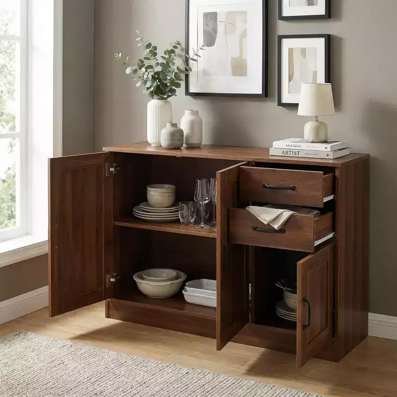 Jvnoxk 43.3 Credenza Moderna in Legno con Ante e Cassetti Mobile Contenitore