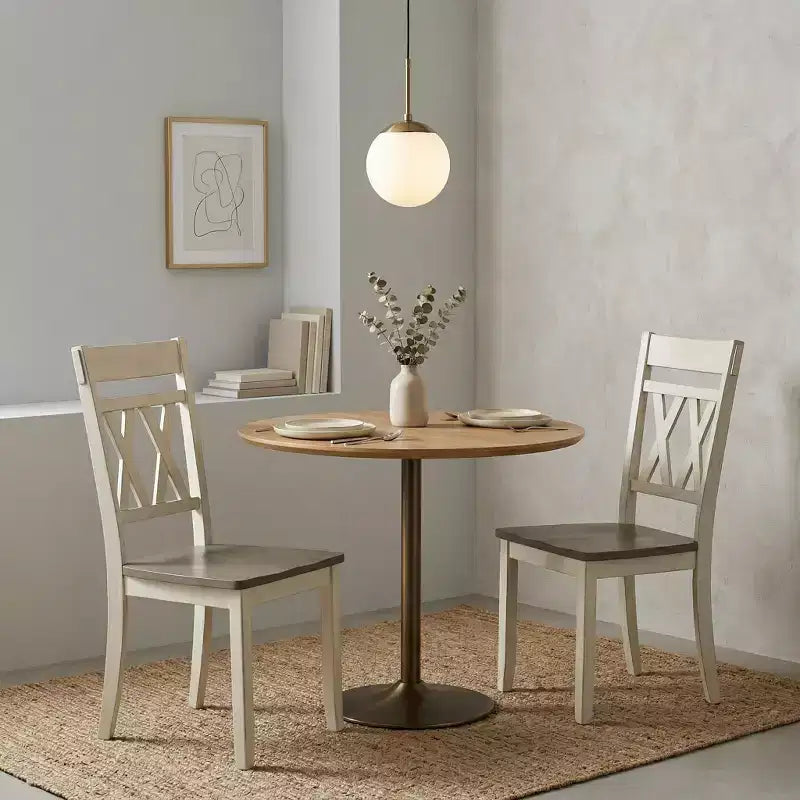Sedie da pranzo Harper Modern Farmhouse con schienale a X in legno (set da 2)