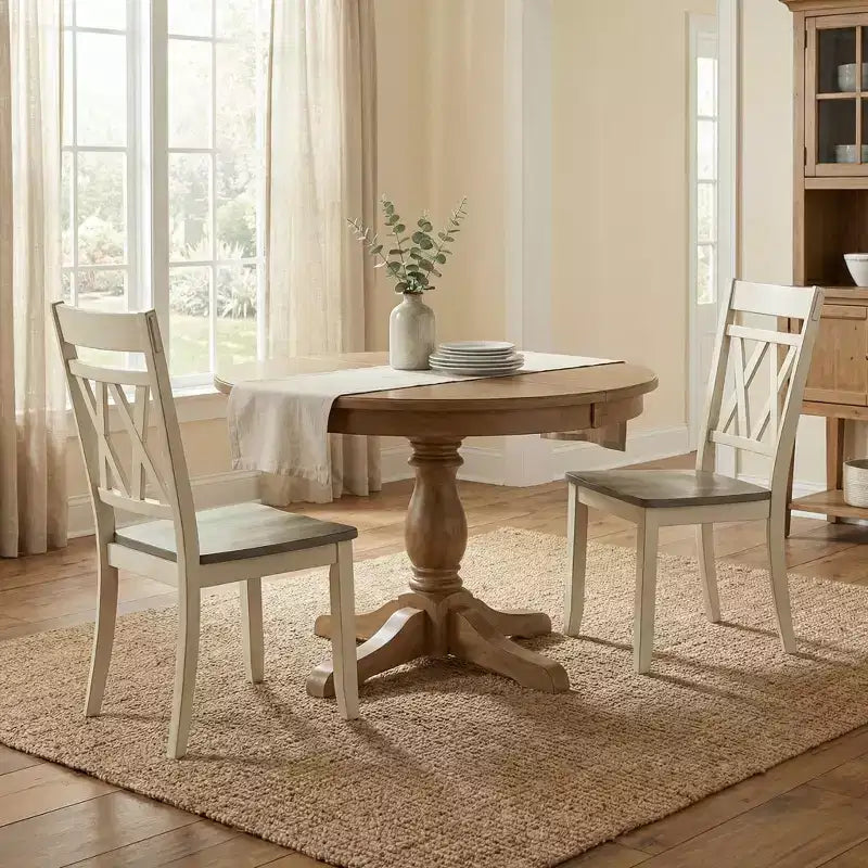 Sedie da pranzo Harper Modern Farmhouse con schienale a X in legno (set da 2)
