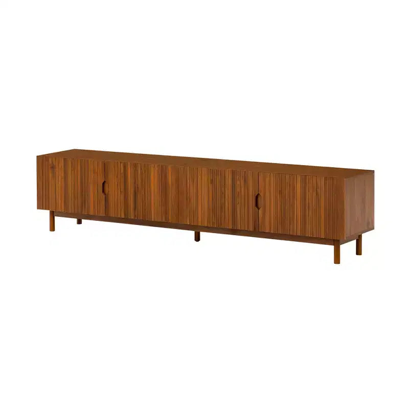 87 Supporto TV per TV fino a 90, Mobile TV Mobile Media Mobile TV Mobile Intrattenimento con Anta Scanalata con Chiusura Ammortizzata e Gambe in Legno Massello - Modernluxe