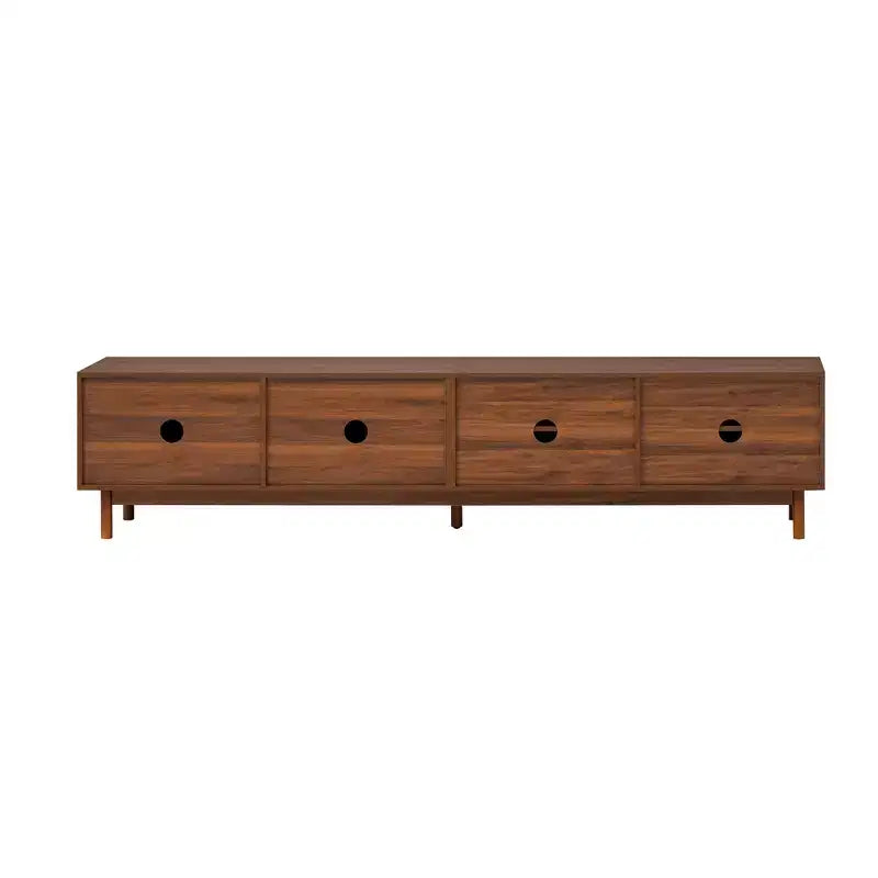 87 Supporto TV per TV fino a 90, Mobile TV Mobile Media Mobile TV Mobile Intrattenimento con Anta Scanalata con Chiusura Ammortizzata e Gambe in Legno Massello - Modernluxe