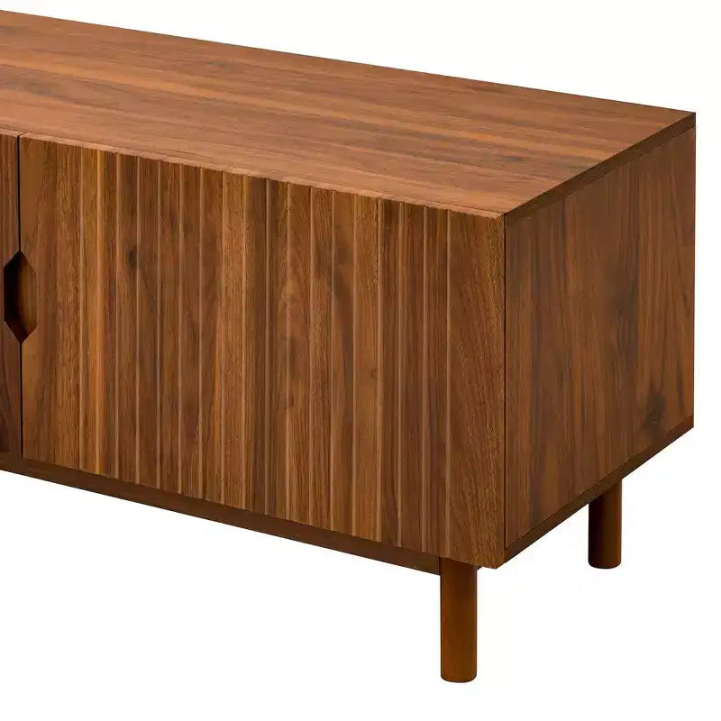 87 Supporto TV per TV fino a 90, Mobile TV Mobile Media Mobile TV Mobile Intrattenimento con Anta Scanalata con Chiusura Ammortizzata e Gambe in Legno Massello - Modernluxe