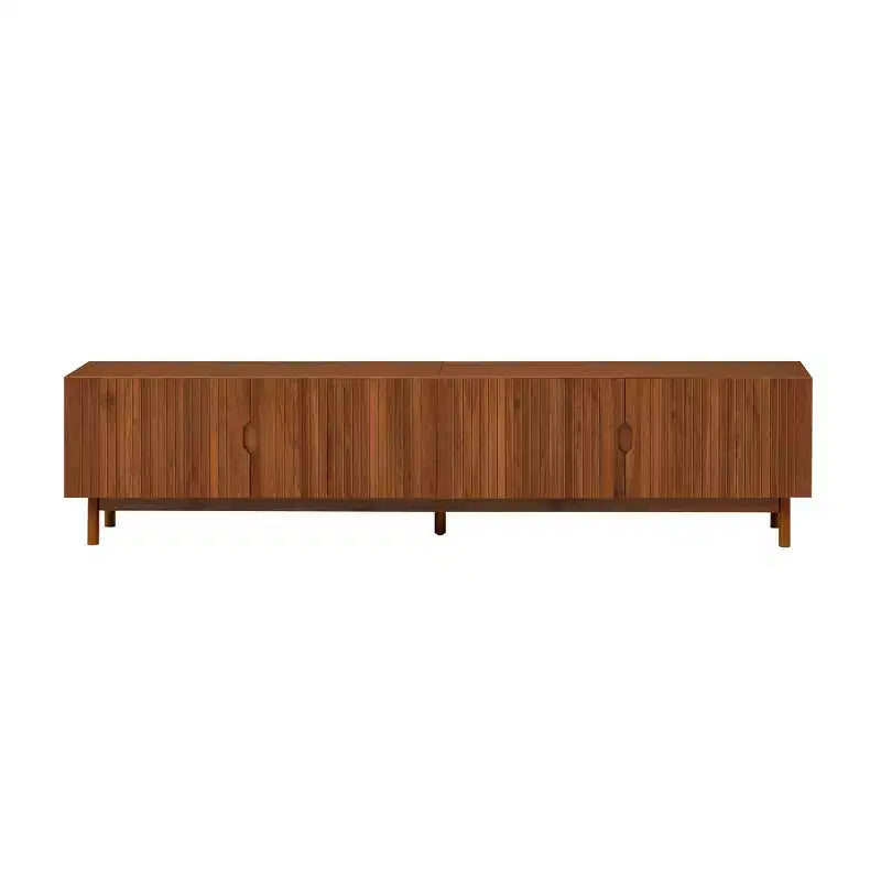 87 Supporto TV per TV fino a 90, Mobile TV Mobile Media Mobile TV Mobile Intrattenimento con Anta Scanalata con Chiusura Ammortizzata e Gambe in Legno Massello - Modernluxe