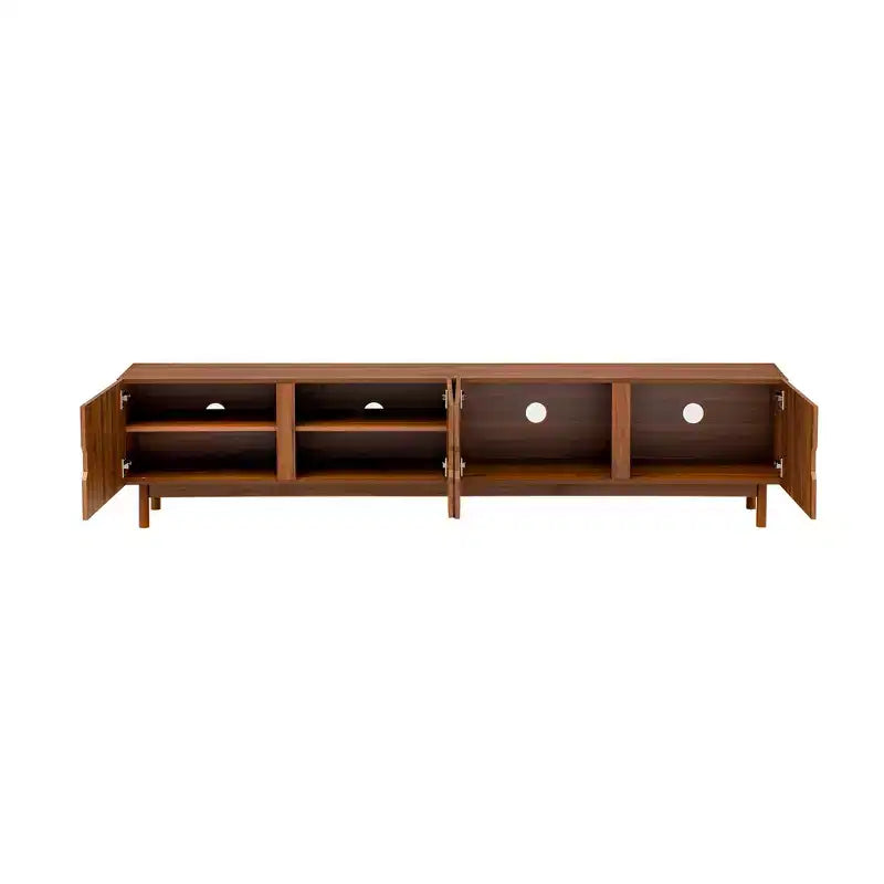 87 Supporto TV per TV fino a 90, Mobile TV Mobile Media Mobile TV Mobile Intrattenimento con Anta Scanalata con Chiusura Ammortizzata e Gambe in Legno Massello - Modernluxe