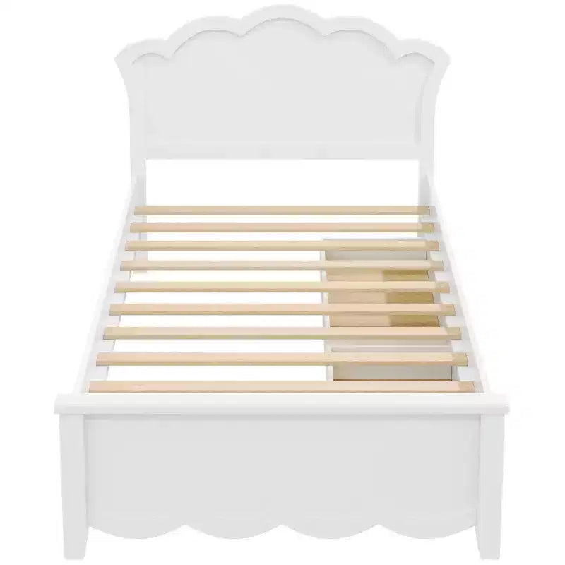 Luxystar Letto Moderno a Piattaforma in Legno con Testiera e 2 Cassetti, Bianco