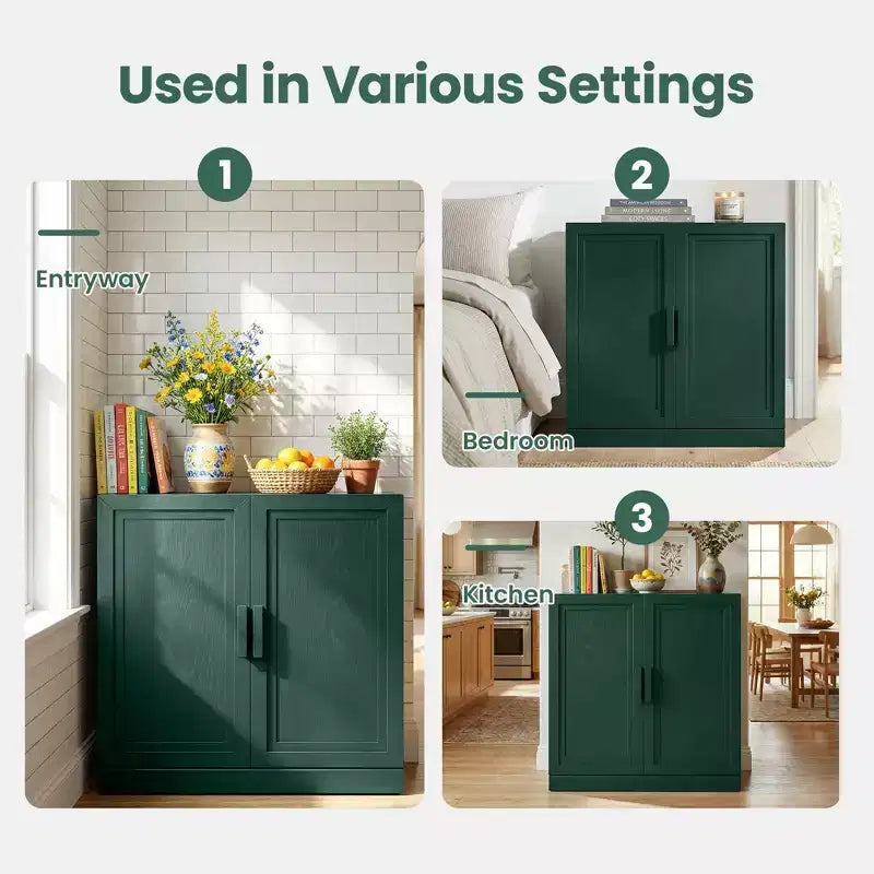 Mobile Contenitore Indipendente con 2 Ante, Scaffali Regolabili, Credenza, Buffet, Dispensa per Ingresso, Soggiorno, Cucina, Camera da Letto