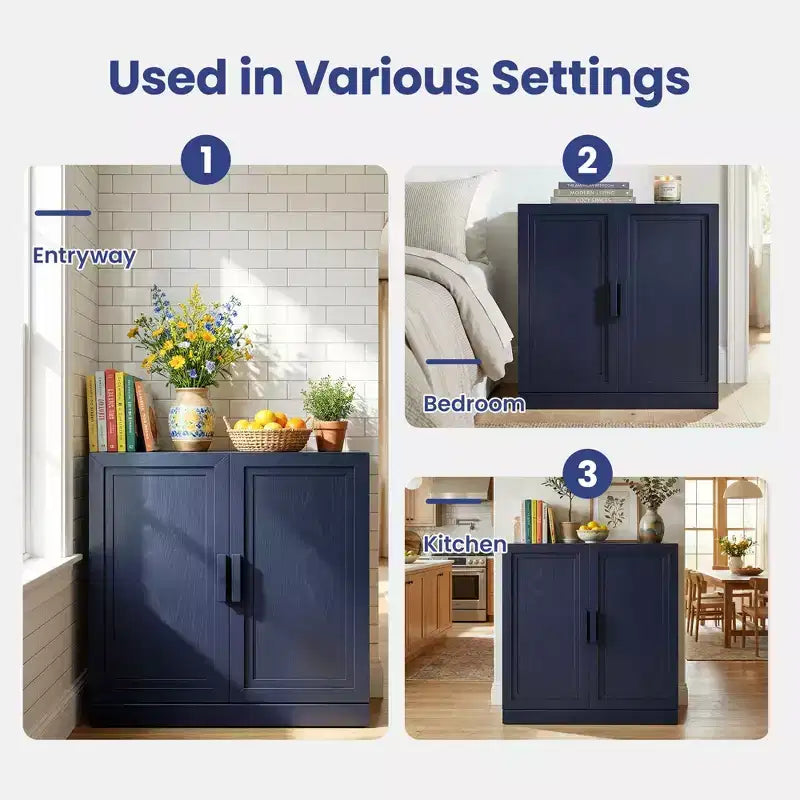 Mobile Contenitore Indipendente con 2 Ante, Scaffali Regolabili, Credenza, Buffet, Dispensa per Ingresso, Soggiorno, Cucina, Camera da Letto