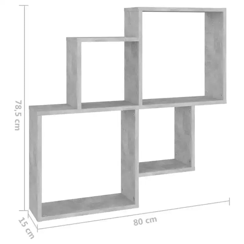 Vidaxl Mensola a cubo da parete in legno multistrato grigio cemento media