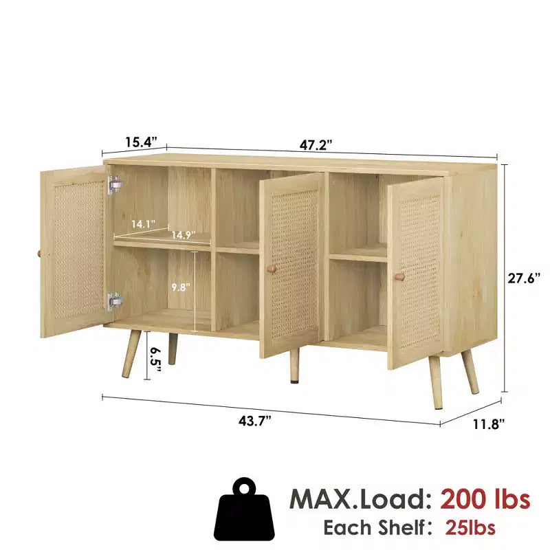 Set di 2 tavolini da salotto, include mobile porta TV in rattan da 47 pollici per TV da 55 pollici, tavolino da caffè rustico con ripiano portaoggetti per camera da letto