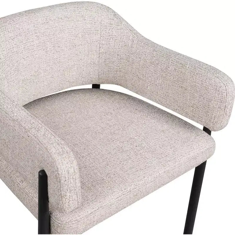 Meridian Furniture Dame, Sedia da Pranzo Imbottita in Tessuto Beige, Set da 2