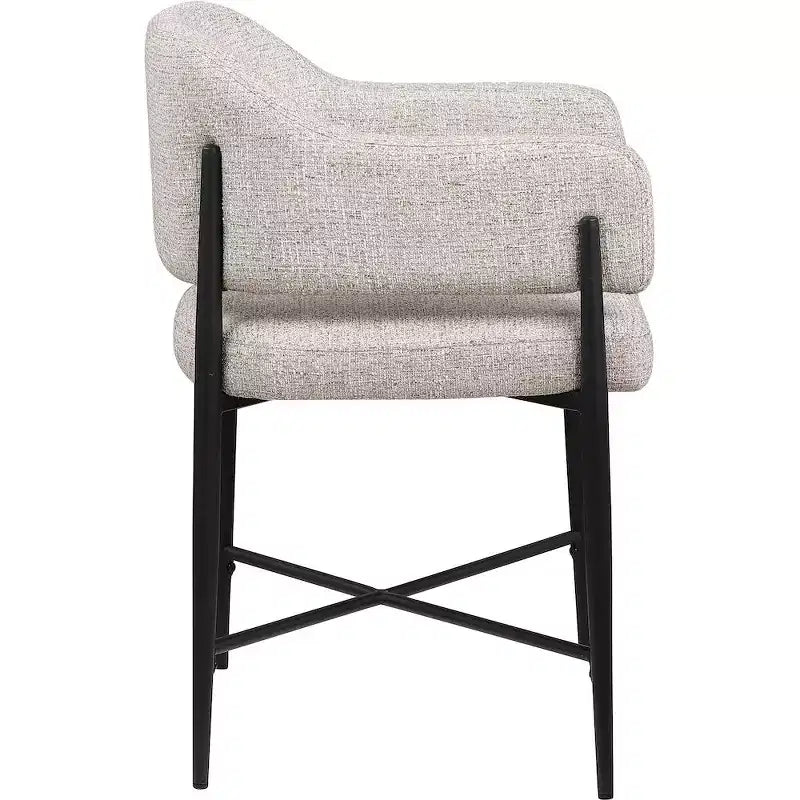 Meridian Furniture Dame, Sedia da Pranzo Imbottita in Tessuto Beige, Set da 2