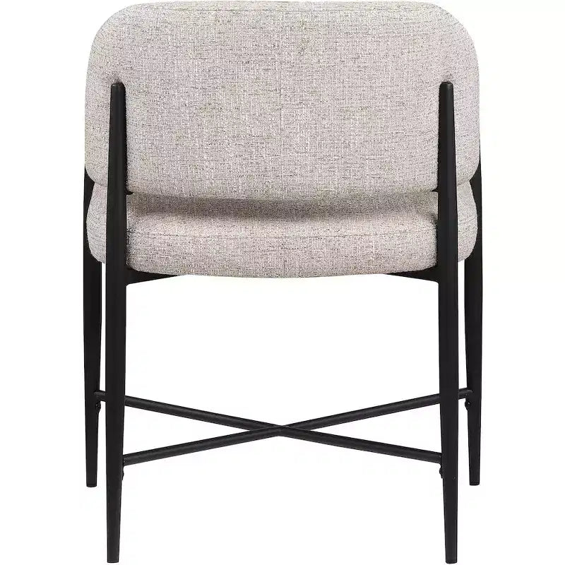 Meridian Furniture Dame, Sedia da Pranzo Imbottita in Tessuto Beige, Set da 2