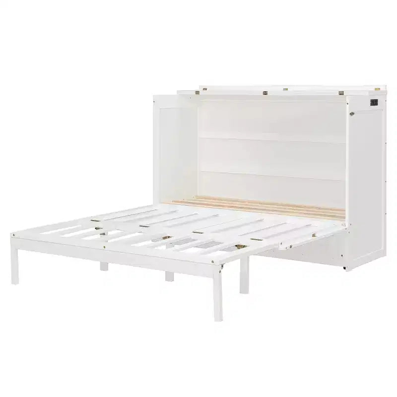 Luxystar Armadio Letto a Scomparsa Moderno Queen con Cassetti, Blocco di Sicurezza e Presa Elettrica