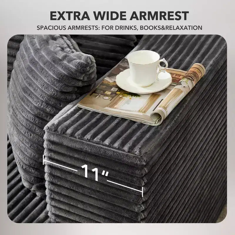Sunnyfurn Divano Sezionale Modulare a L Moderno 106, Divano Cloud Oversize con Seduta Profonda in Morbido Velluto a Coste, Design Minimalista, Comodo e Morbido
