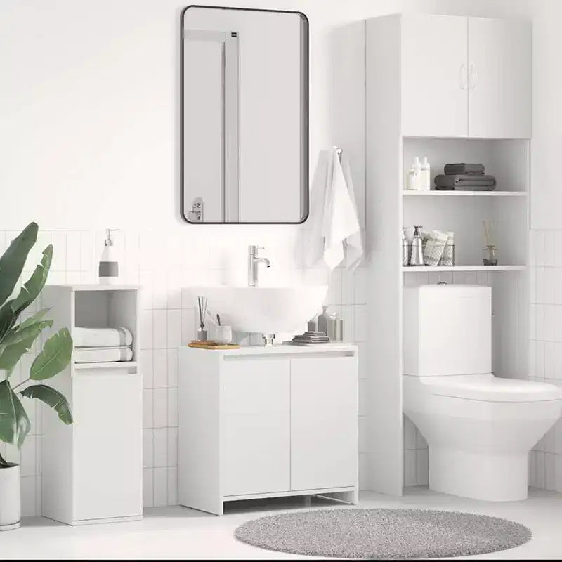 Vidaxl Mobiletto da bagno bianco in legno ingegnerizzato Mobiletto da bagno medio