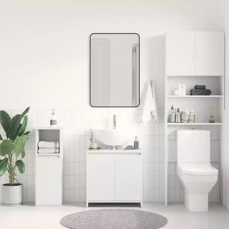 Vidaxl Mobiletto da bagno bianco in legno ingegnerizzato Mobiletto da bagno medio