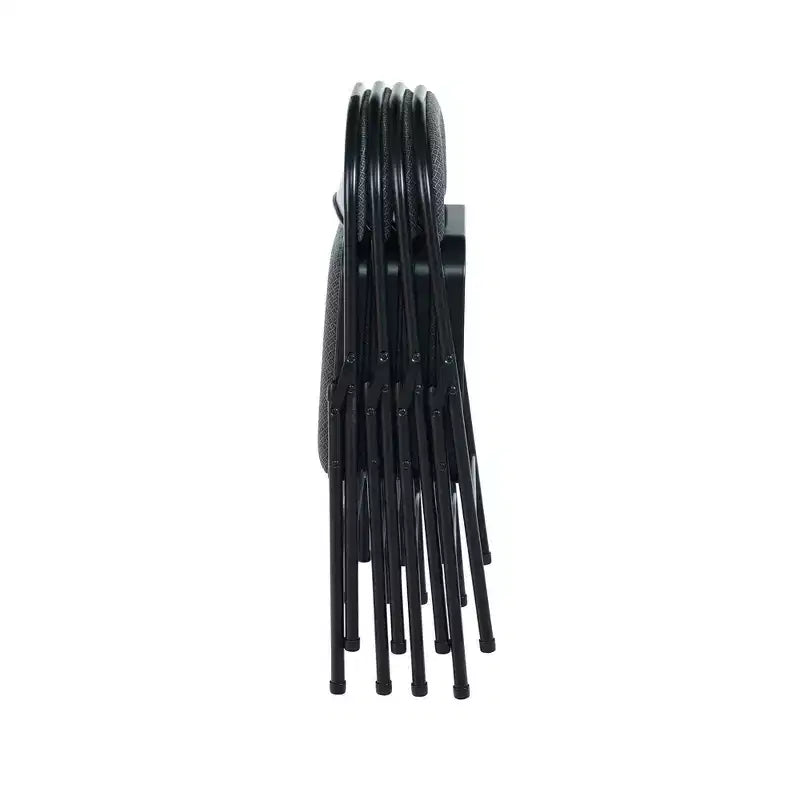 Peakform Set di 4 sedie pieghevoli imbottite in tessuto grigio: struttura in metallo, polipropilene, nessun assemblaggio richiesto, pulire con un panno