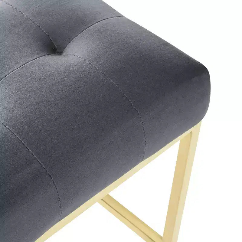 Sgabello da bar in velluto performance Privy in acciaio inossidabile oro/antracite - Modway: Seduta quadrata imbottita, design moderno, altezza fissa
