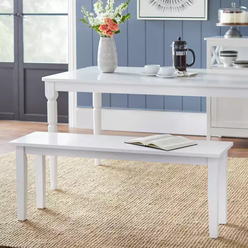 Panca da fattoria Buylateral Tiffany bianca: legno di gomma, stile moderno, seduta per ingresso e camera da letto