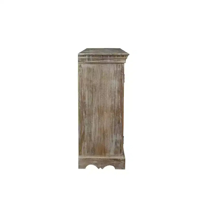 Credenza in legno intagliato a 4 ante marrone - : Mobile contenitore rustico, nessun montaggio richiesto