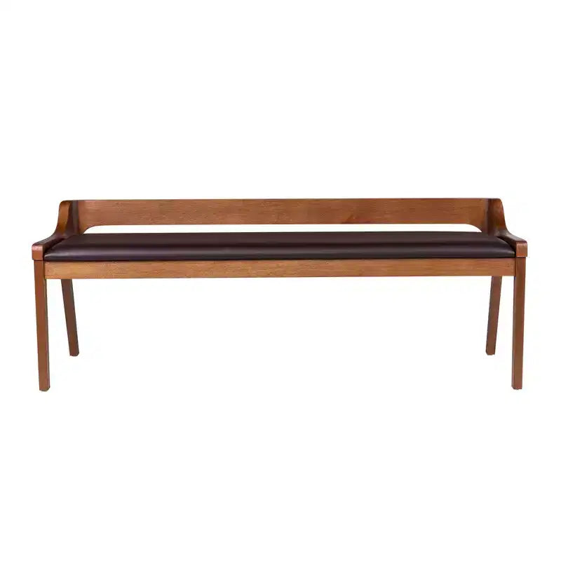 Set da pranzo allungabile Rasmus 6 pz Castagno - Boraam: Legno di acacia, sedie in similpelle, panca inclusa