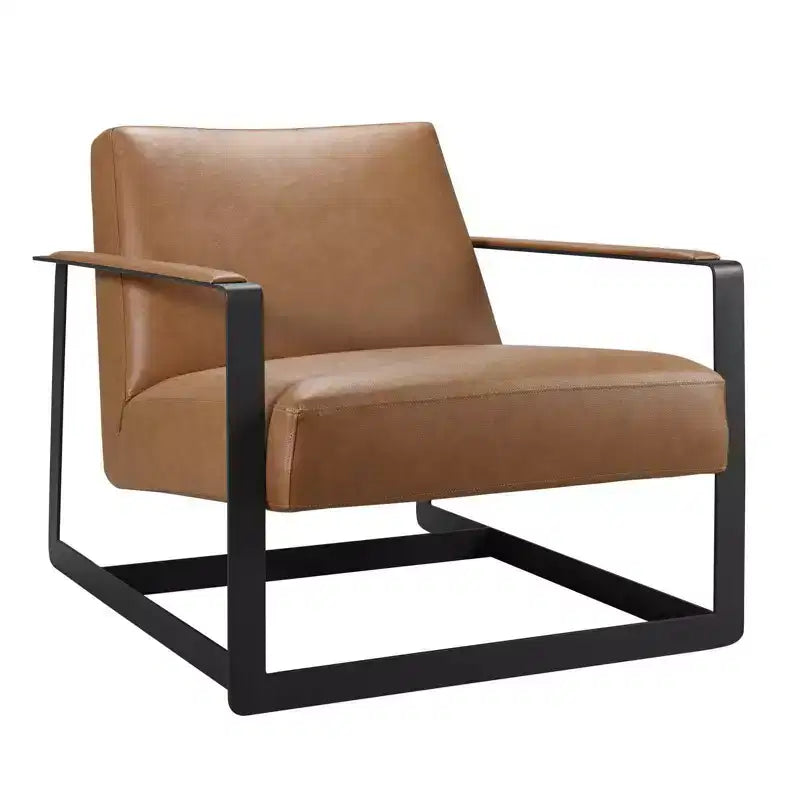 Poltrona imbottita in vinile Seg color talpa - Modway: moderna similpelle, gambe in acciaio inossidabile, per ufficio e camera degli ospiti