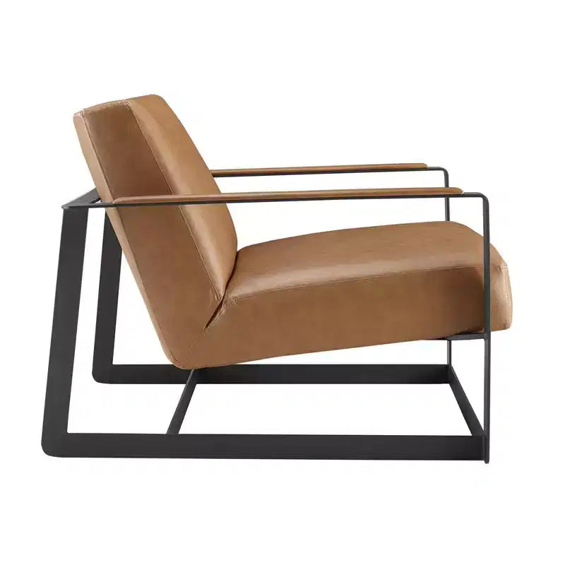 Poltrona imbottita in vinile Seg color talpa - Modway: moderna similpelle, gambe in acciaio inossidabile, per ufficio e camera degli ospiti