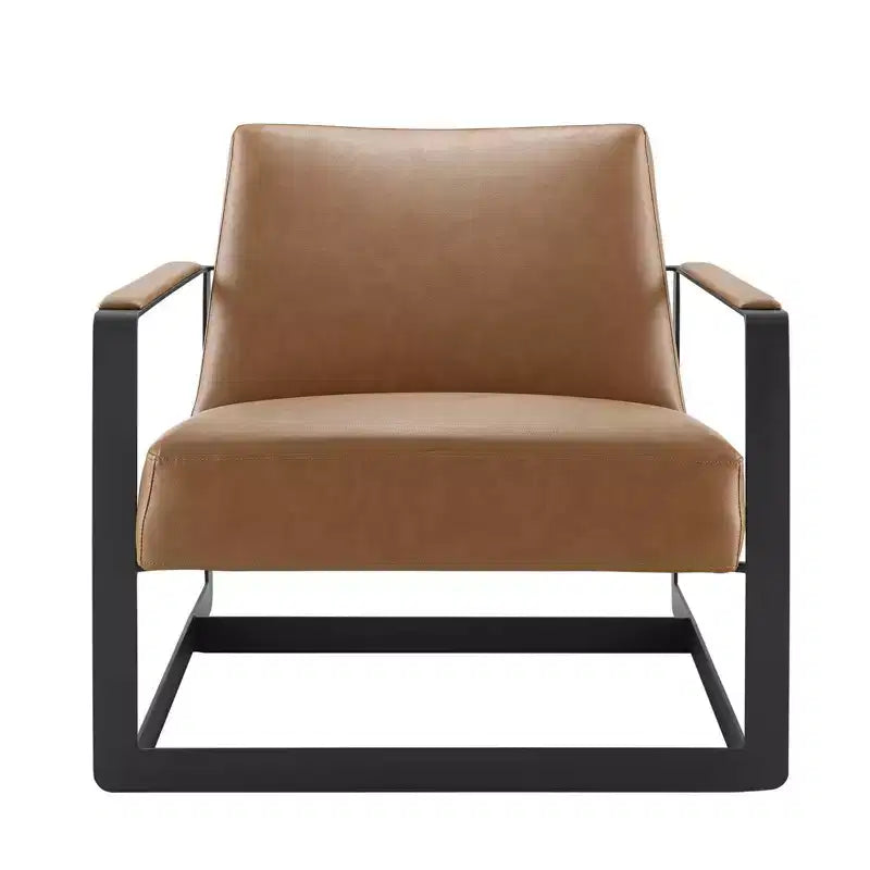 Poltrona imbottita in vinile Seg color talpa - Modway: moderna similpelle, gambe in acciaio inossidabile, per ufficio e camera degli ospiti
