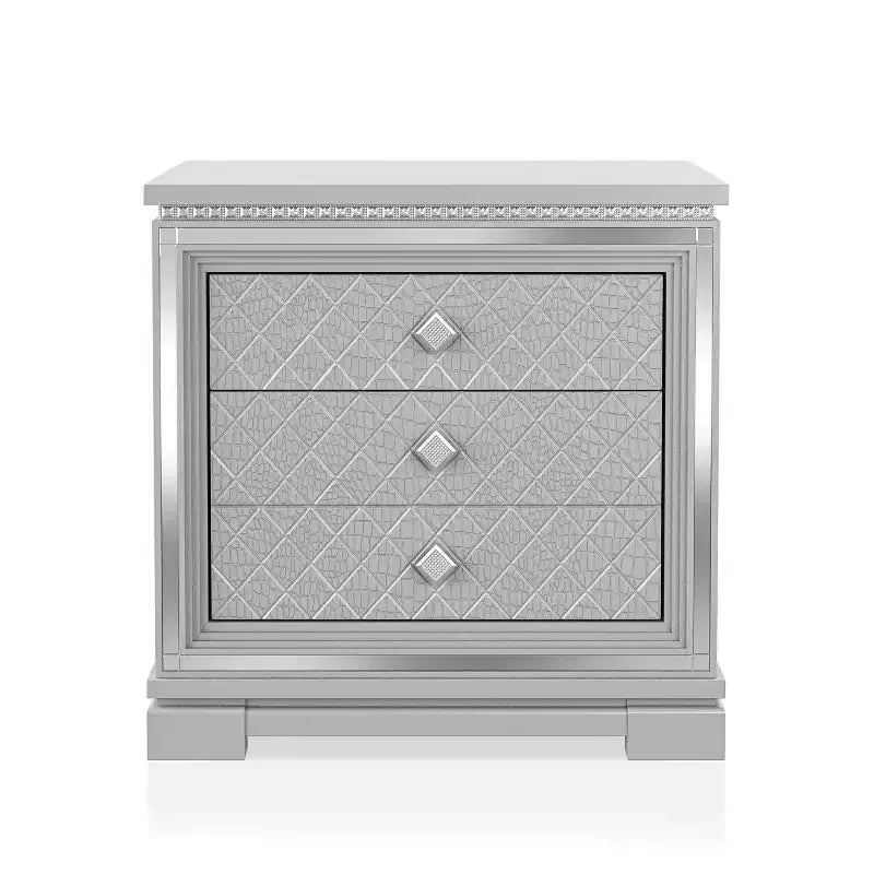 Comodino a 2 cassetti con cassetto a scomparsa e porte USB Argento - Homes: Inside + Out
