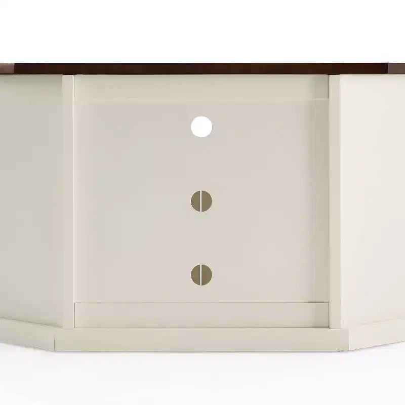 Mobile Porta TV ad Angolo Shelby per TV fino a 65" Bianco - Crosley: Ante in Vetro Smussato, Vano Contenitore Multimediale, Gestione Cavi
