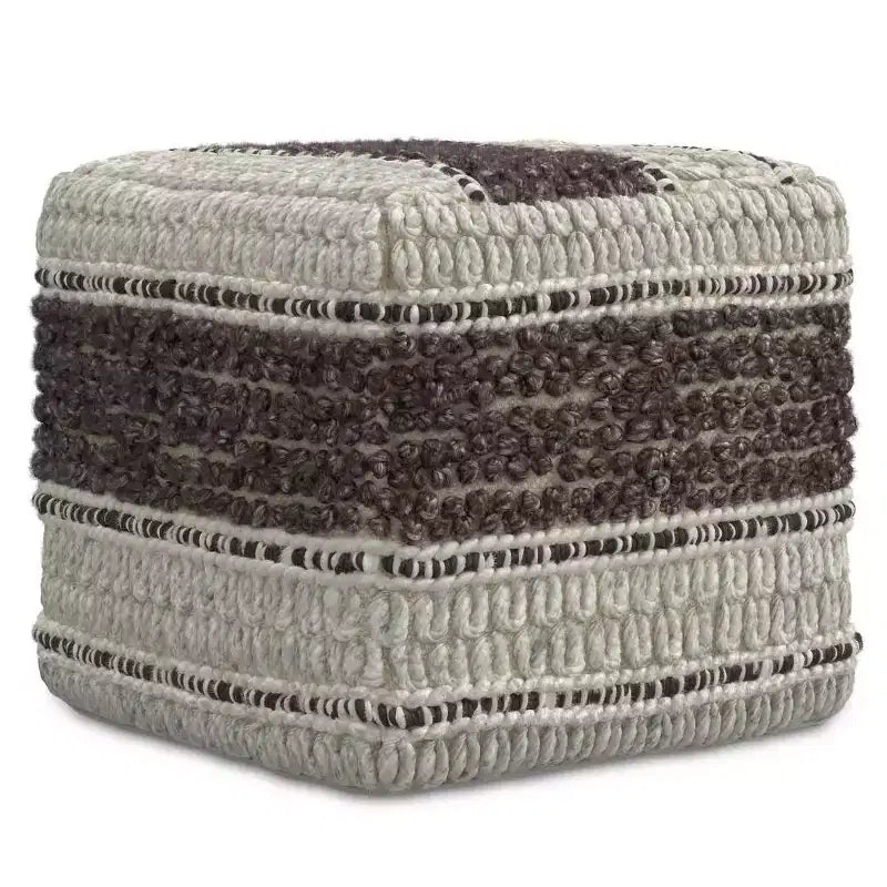 Heyfield Square Pouf Magenta/Natural - WyndenHall